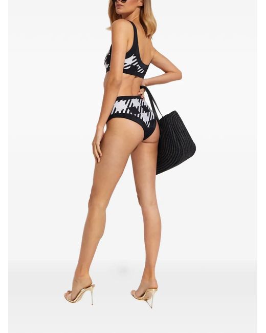 Beach Riot Black Houndstooth-Buttonen Bikini Top