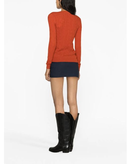 Polo Ralph Lauren Orange Polo Pony Cable-Knit Jumper