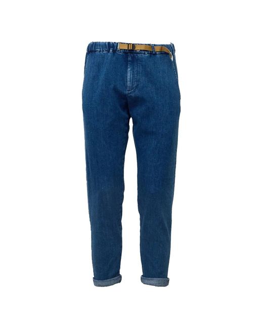 White Sand Blue Belted Turned-Up Jeans for men