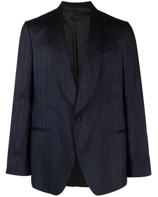 Lardini Blue Single-Breasted Silk Blazer for men