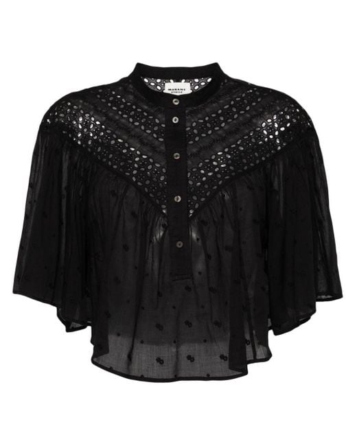 Camisa Safi con bordado inglés Isabel Marant de color Black