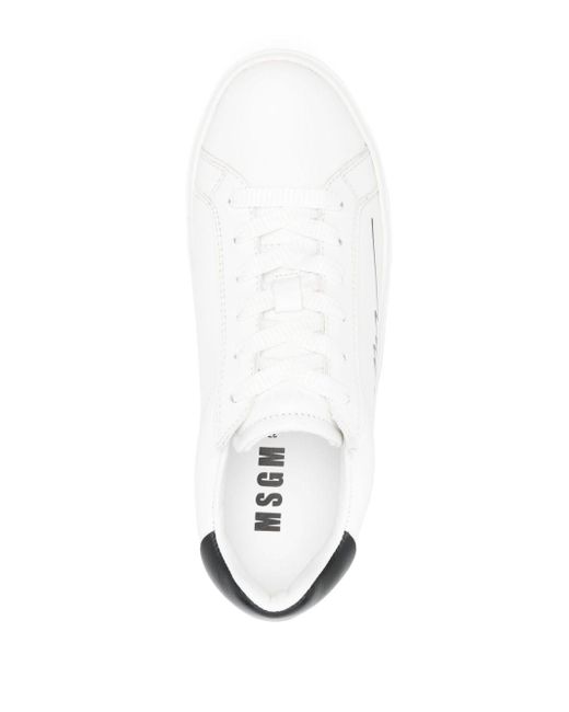 MSGM Icon Leren Sneakers in het White