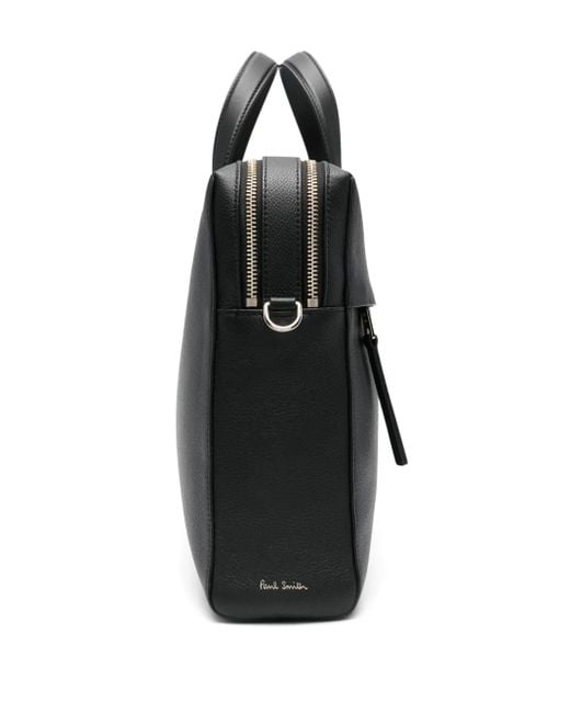 Paul Smith Signature Stripe Lederen Aktetas in het Black voor heren