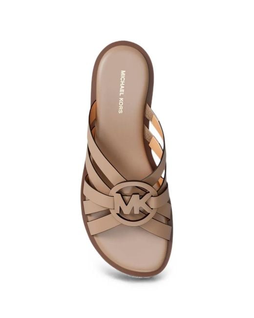 Michael Kors Brown Erika Logo-Plaque Sandals