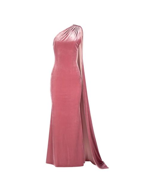 IMROSKA Pink Alsa Sin One-Shoulder Draped Maxi Dress