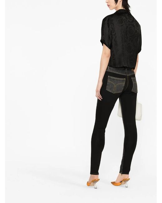 Versace Black Barocco Jacquard Pajama Top