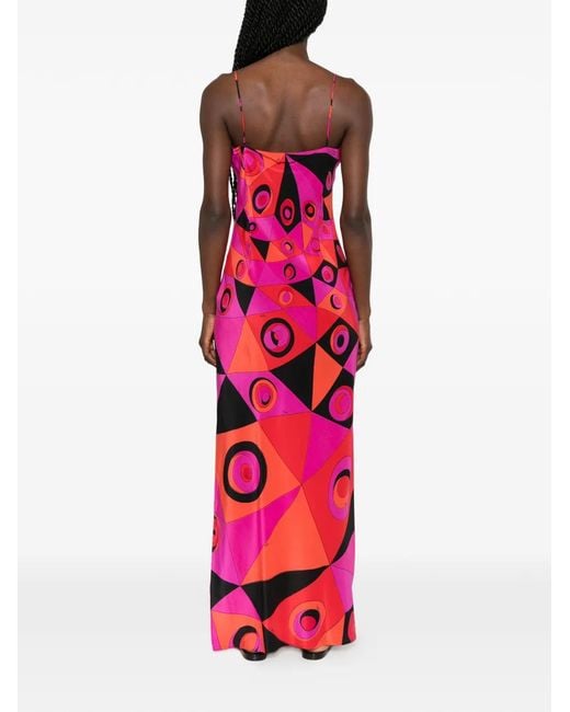 Emilio Pucci Pink Printed Silk Long Dress