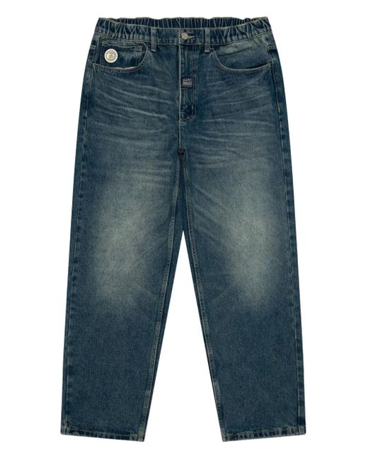 Aape By A Bathing Ape Blue Elasticated Logo-Patch Jeans for men