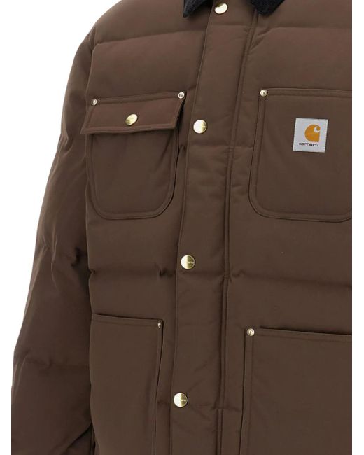 Carhartt Brown Rayler Flap-Pocket Logo Puffer Jacket for men