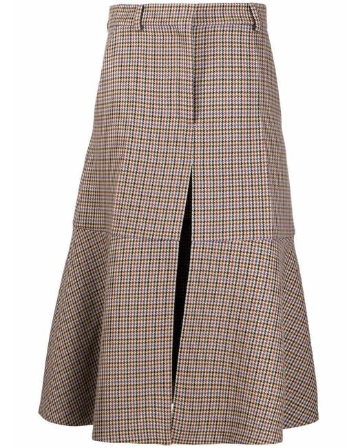 Stella McCartney Multicolor Houndstooth A-Line Midi-Skirt
