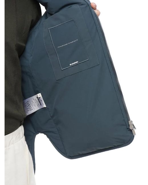Jil Sander Blue Quilted Zip-Front Vest for men