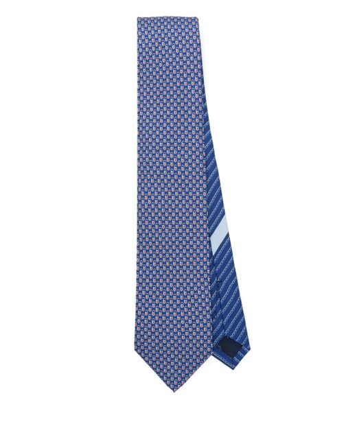 メンズ Ferragamo プリント ネクタイ Blue