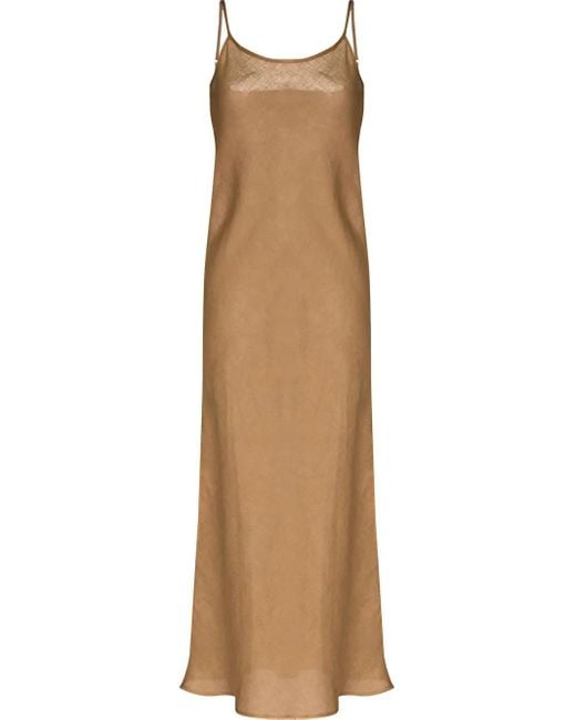 Baserange Natural U-Neck Sleeveless Linen Midi Dress