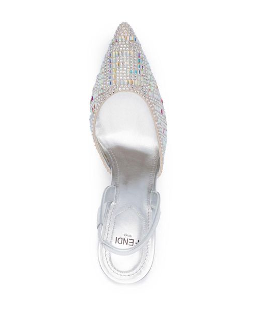 Zapatos de tacón con detalles de cristales Fendi de color White