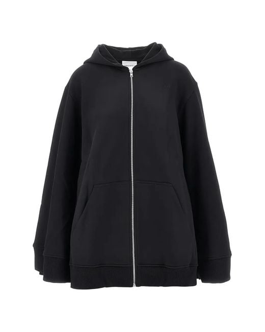 7 For All Mankind Black Zip-Up Flared-Sleeve Hoodie