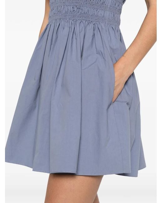 Matteau Blue Shirred Waist Mini Dress