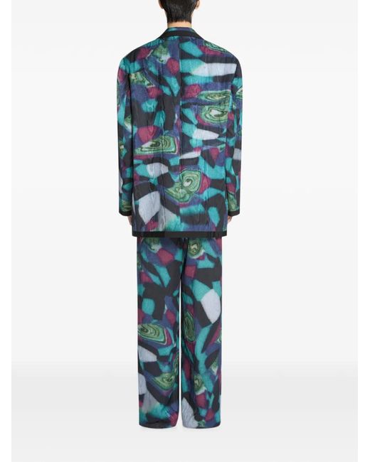 Dries Van Noten Blue Oversized Moiré Blazer