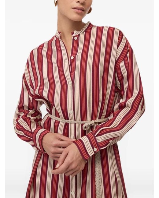 Ottod'Ame Red Striped Belted Shirt Dress
