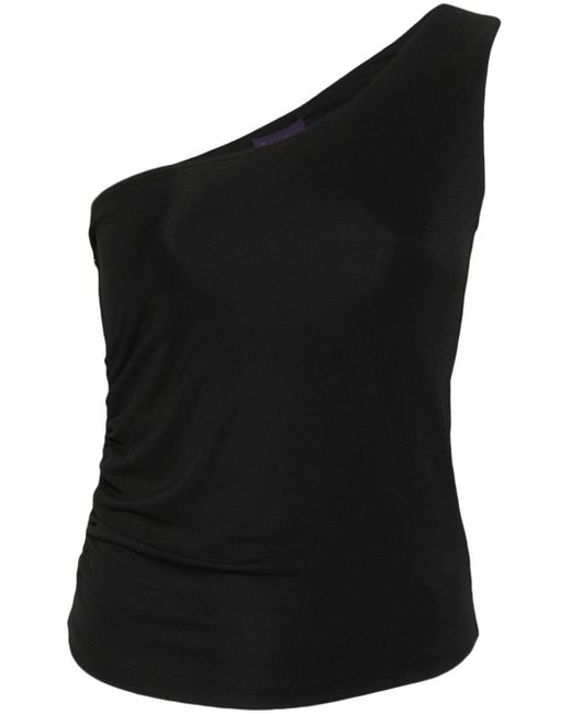 Ralph Lauren Collection Black Tonal Stitching One-shoulder Top