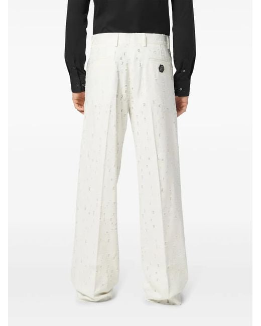 Philipp Plein White Destroyed Trousers for men