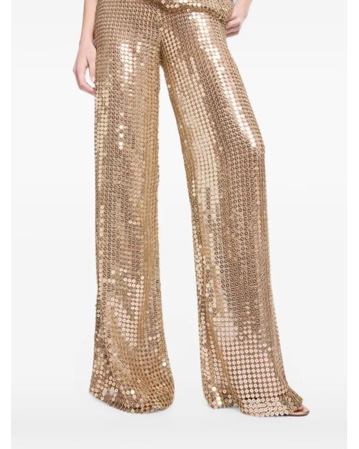 Elie Saab Natural Sequin-Embellished Trousers