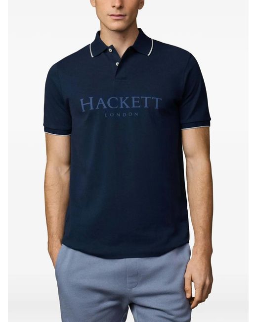 Hackett Blue Logo-Embroidered Polo Shirt for men