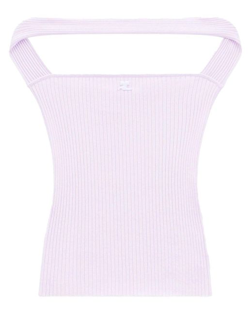 Courreges Purple Cut-out Ribbed Knit Top