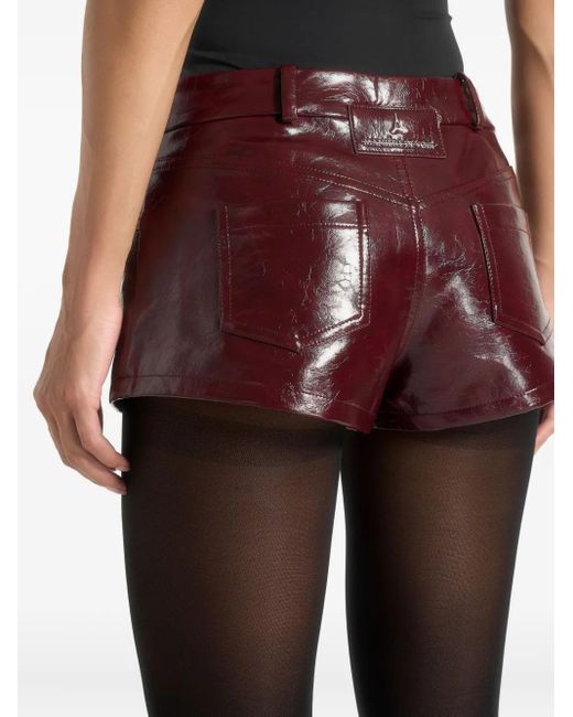 Manière De Voir Red Samia Cracked Patent Shorts