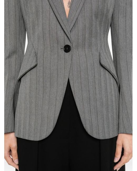 Giacca Monopetto Gessata di Alexander McQueen in Gray