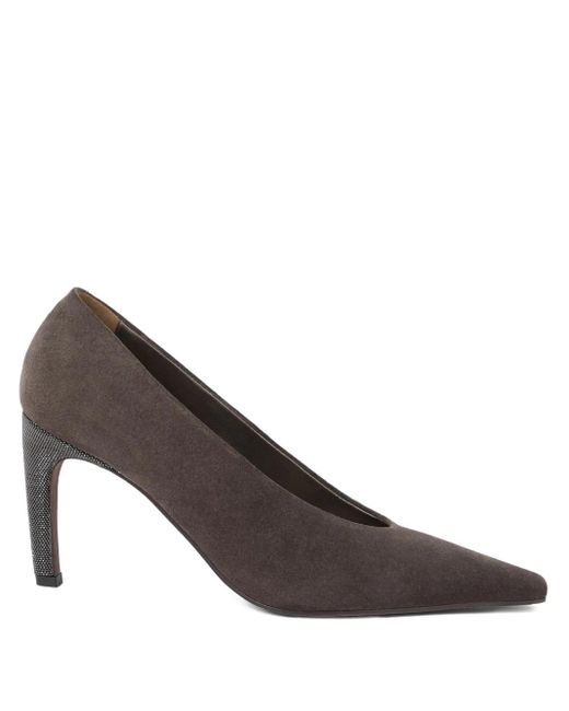 Brunello Cucinelli Brown 80Mm Suede Pumps