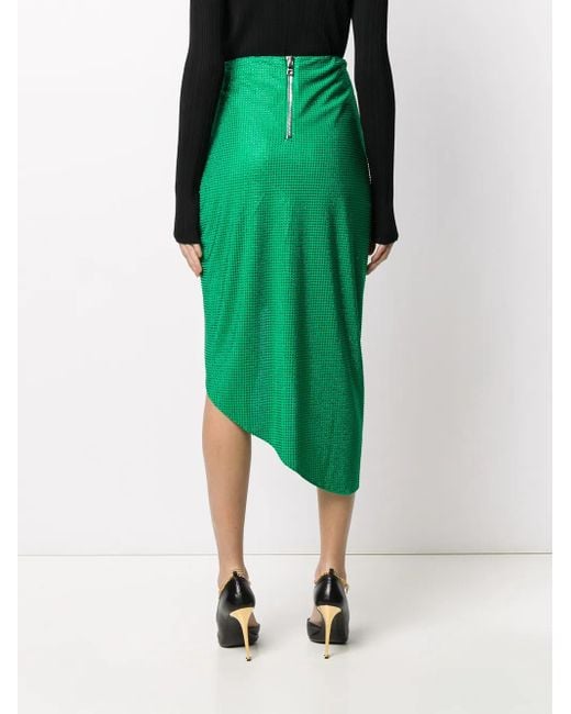 Falda midi fruncida de lunares Balmain de color Green