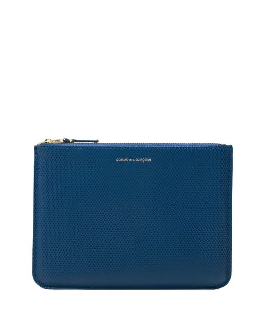 Comme des Garçons Blue Textured Zip Wallet