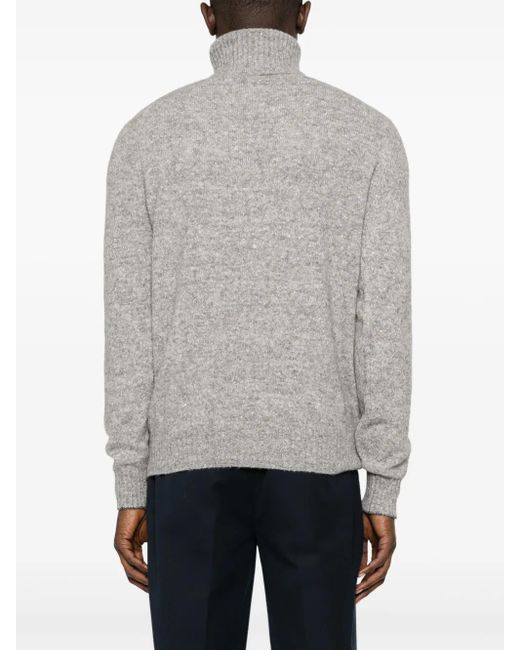 Brunello Cucinelli Gray Melange Turtleneck Sweater for men