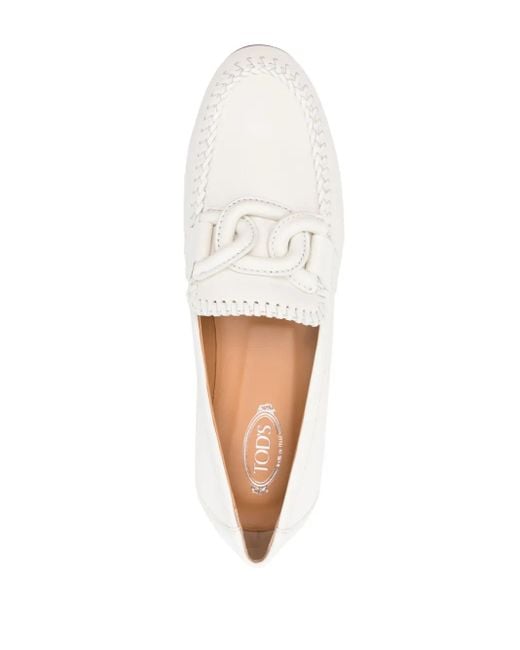 Tod's White Kate Leather Loafers