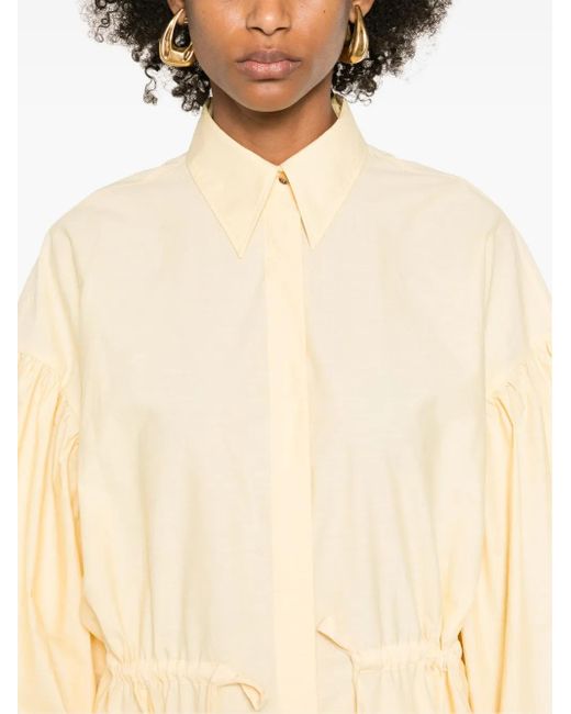 Brunello Cucinelli Natural Balloon-Sleeve Shirt Maxi Dress
