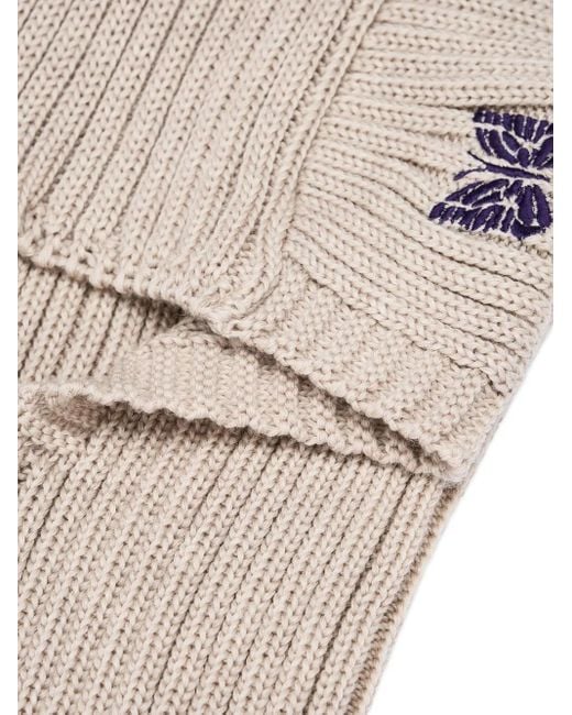 Needles Natural Embroidered-Butterfly Rib-Knit Balaclava for men