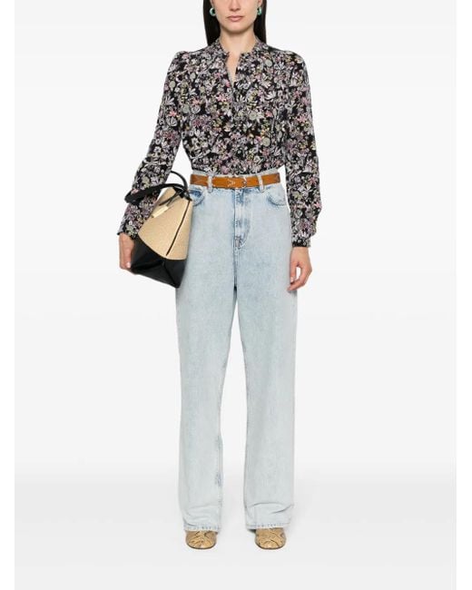 Zadig & Voltaire Black Tchin Kaya Floral-Print Blouse