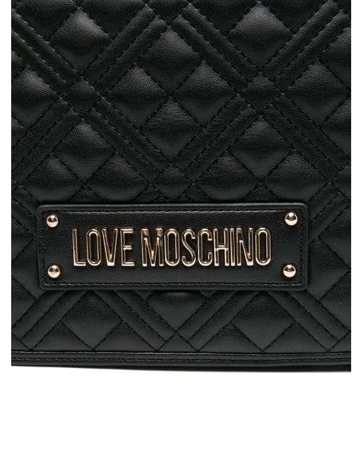 Love Moschino Black Gesteppte Schultertasche