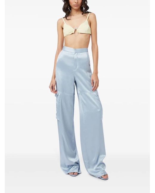 Gcds Blue Satin Ultracargo Trousers Clothing