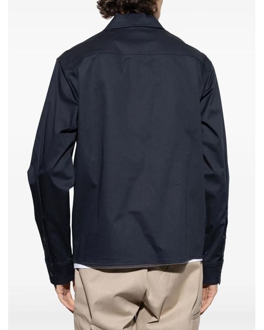 Moncler Blue Cotton Shirt Jacket for men