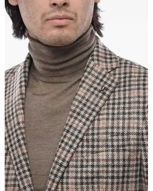 Corneliani Gray Gingham-Check Single-Breasted Jacket for men