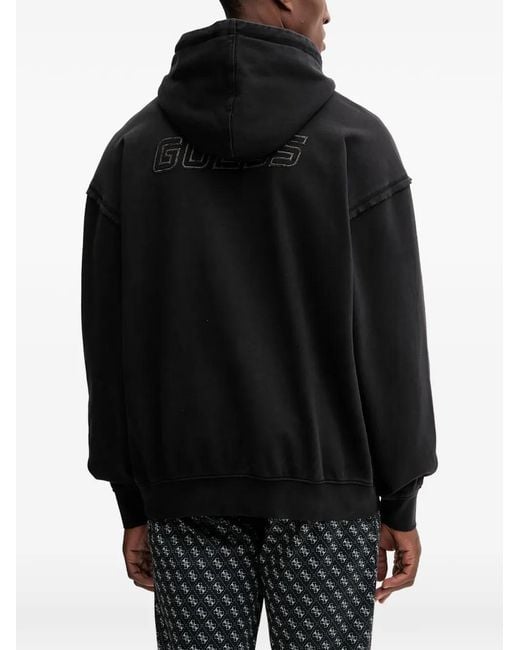 Guess Black Lasi Logo-Print Hoodie for men
