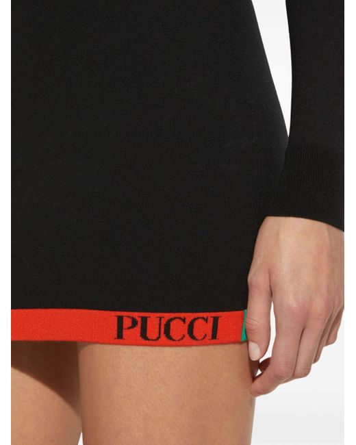 Emilio Pucci Black Colour-block Square-neck Minidress