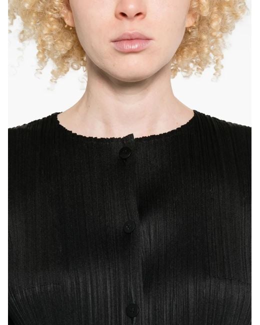 Pleats Please Issey Miyake Black Geknöpfte Jacke Mit Falten