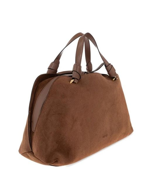 Neous Brown Handle Suede Tote Bag