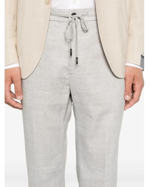 Peserico White Drawstring-Waistband Tailored Trousers for men