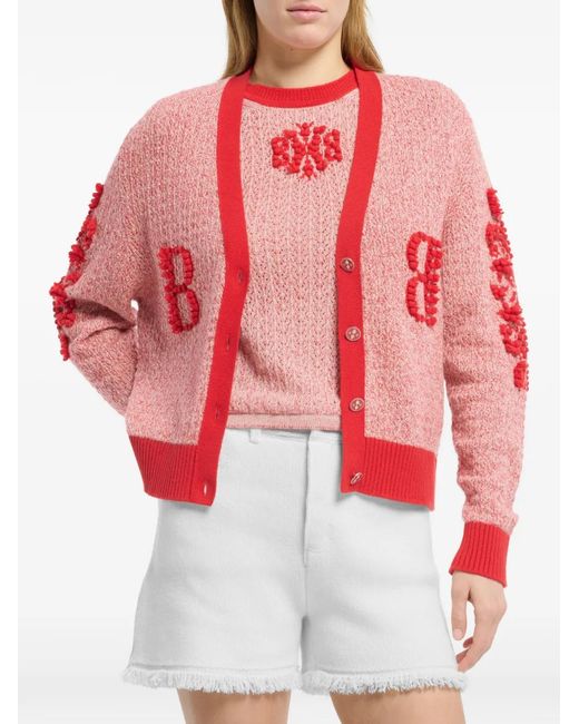 Barrie Pink Logo-Patch Cashmere Top