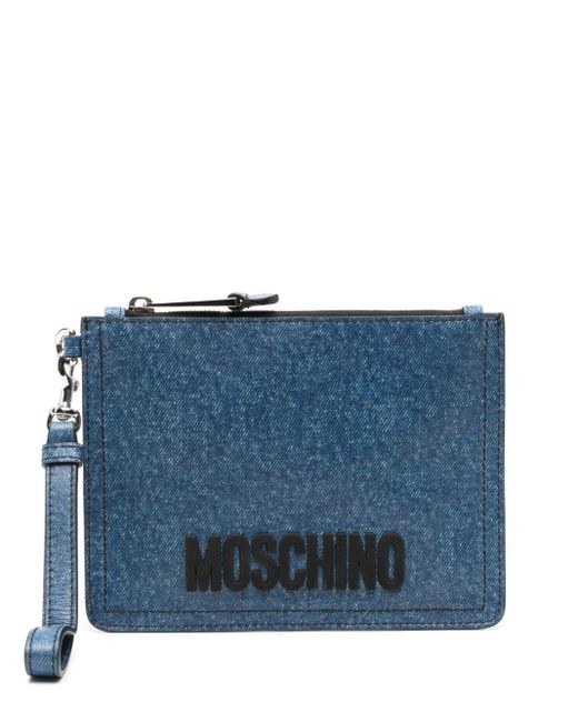 Pochette en jean à logo Moschino pour homme en coloris Blue