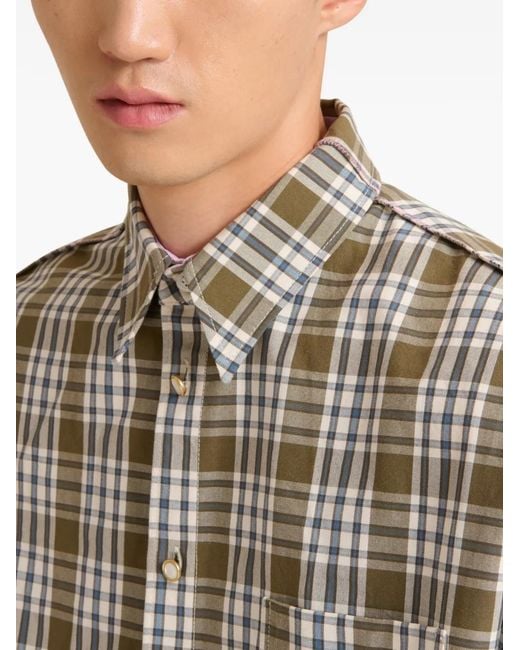 Marni Green Checked-Pattern Long-Sleeve Shirt for men