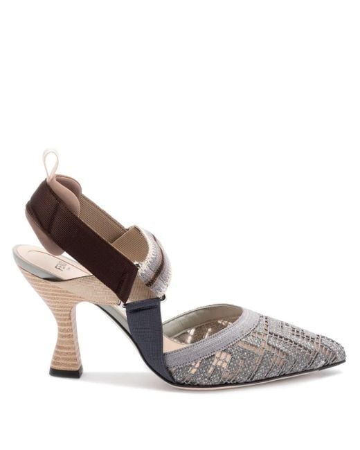 Fendi Metallic Colibri Slingback Pumps